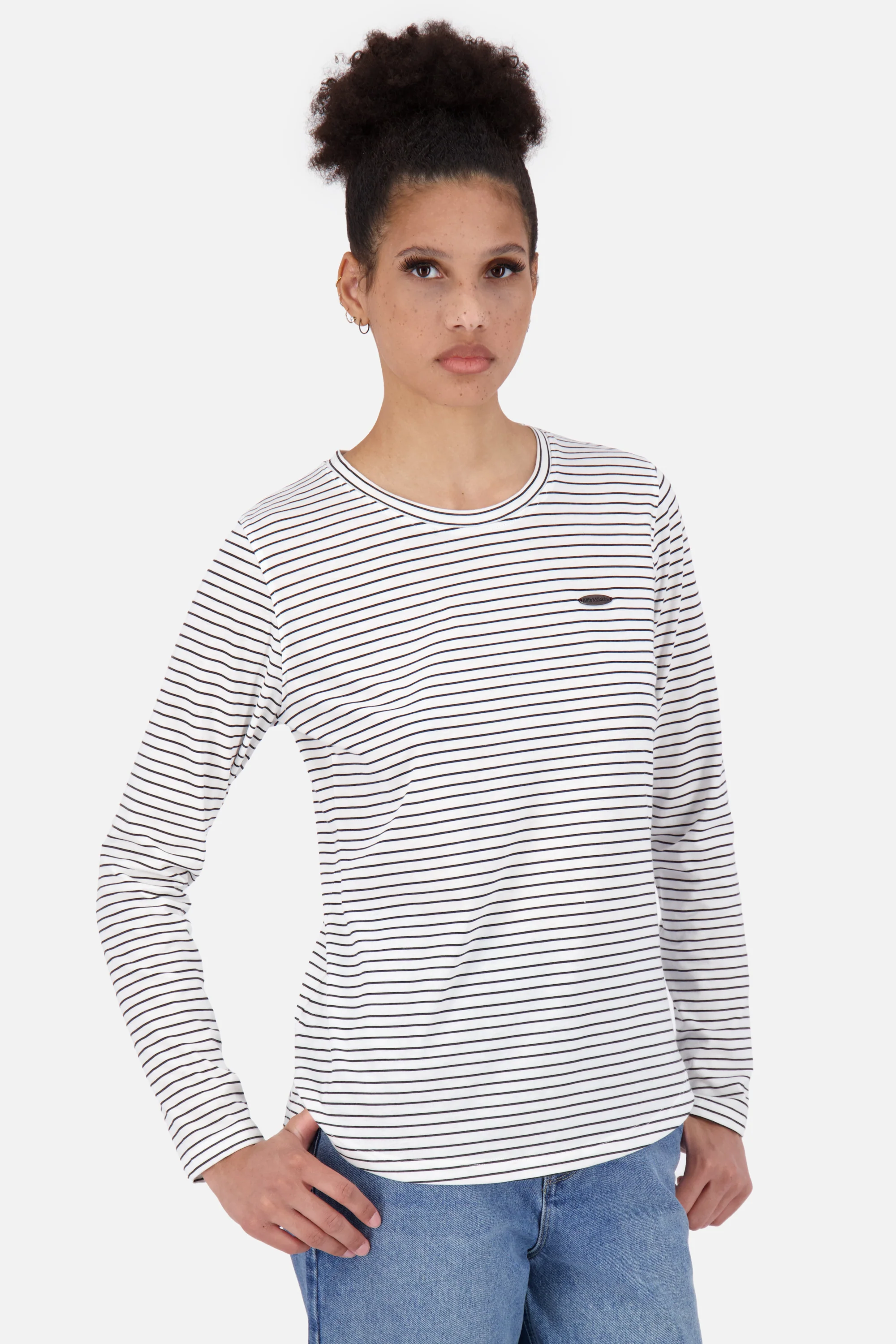 Bild von LeaAK Z Longsleeve - Streifen-Look für modebewusste Frauen Weiß