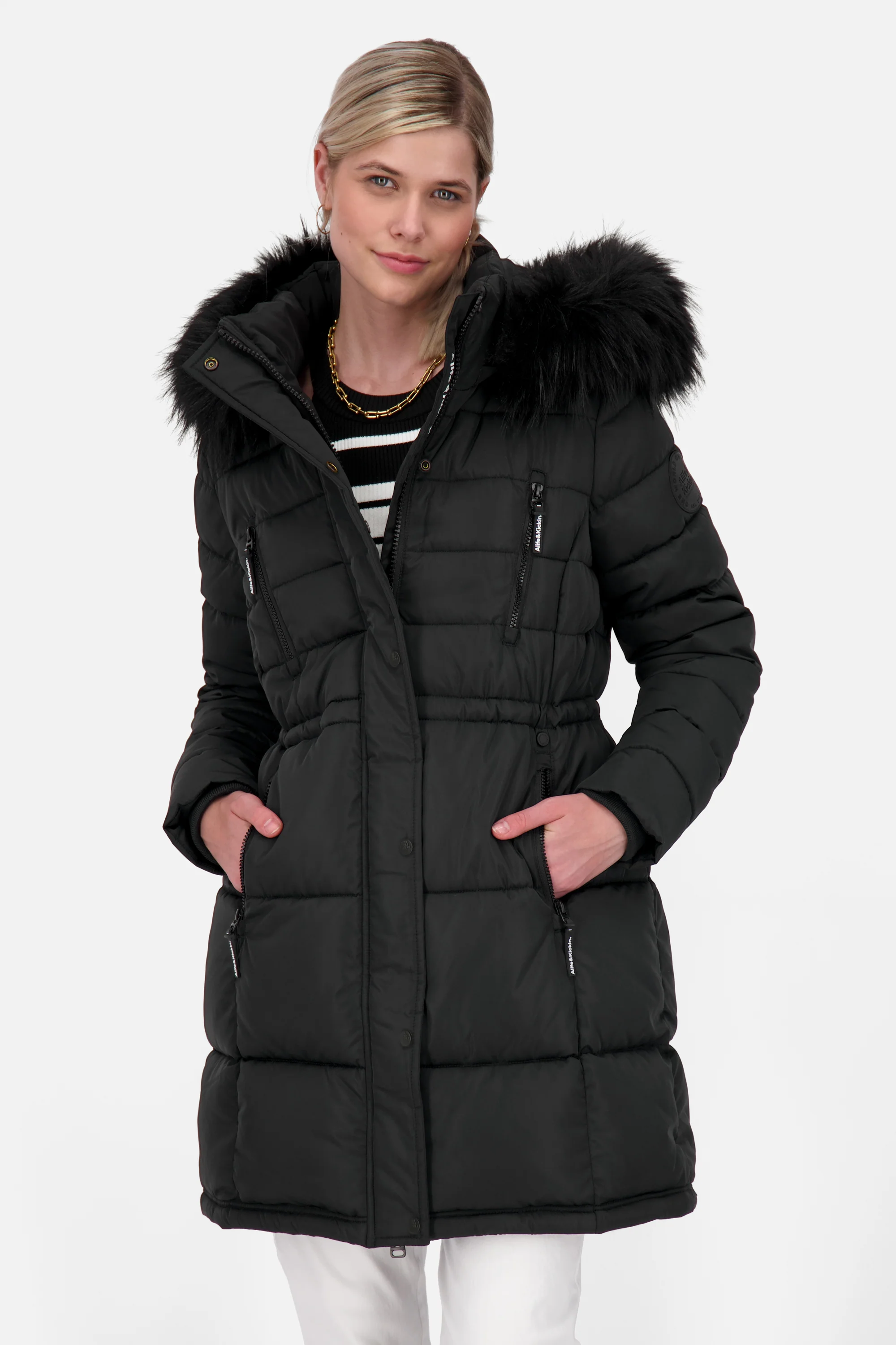 Bild von ALIFE and Kickin NicolaAK A Puffer Coat - Winterjacke Damen mit Fellkapuze, warme Steppjacke, kurzer Steppmantel gefüttert in Daunenoptik, Damen Winterjacke, Jacke, Steppjacke Moonless S