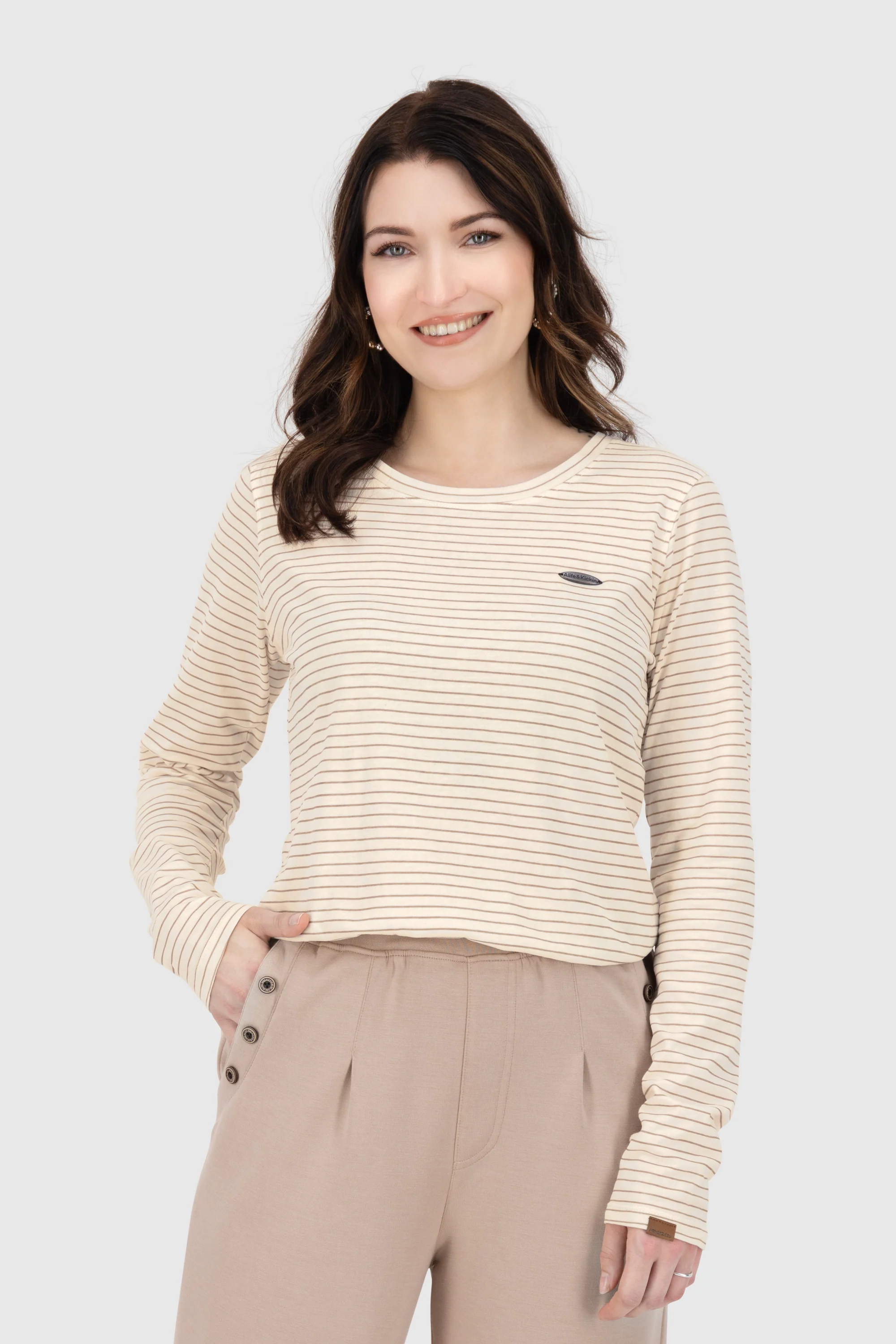 Bild von LeaAK Z Longsleeve - Streifen-Look für modebewusste Frauen Beige