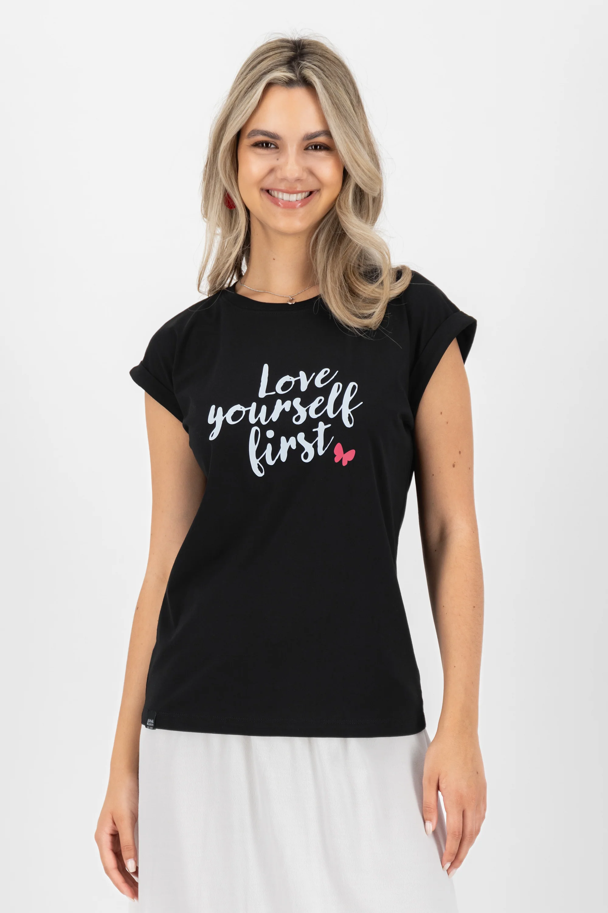 Bild von ALIFE and Kickin EnidAK P Shirt Love Yourself First Damen Kurzarmshirt, Shirt Black XS