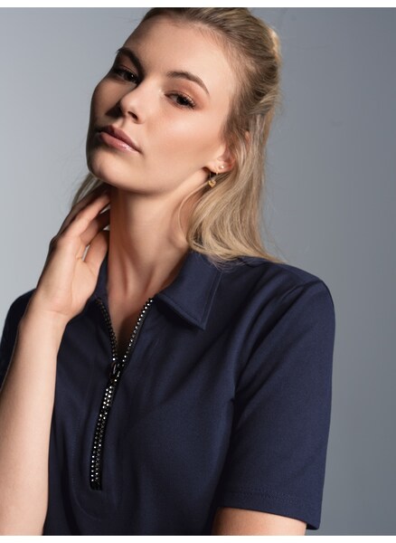 Bild von Trigema Poloshirt TRIGEMA Slim Fit Poloshirt mit Kristallsteinen (1-tlg)