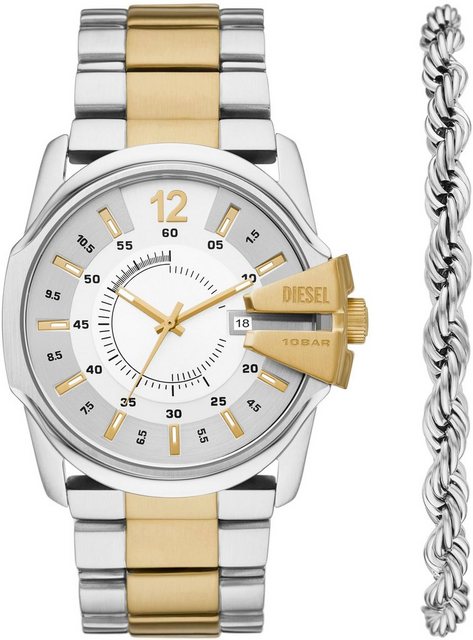 Bild von Diesel Quarzuhr MASTER CHIEF, DZ2182SET, (Set, 2-tlg., mit Schmuckarmband), Armbanduhr, Herrenuhr, Datum, ideal als Geschenk, Edelstahlarmband