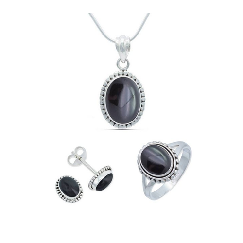 Bild von Elegantes Schmuckset aus 925er Silber mit Onyx