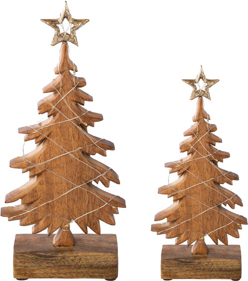 Bild von Creativ deco Dekofigur LUMEN, Deko-Objekt Tannenbaum (Set, 2 St), Weihnachtsdeko, Batteriebetrieb