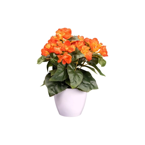 Bild von Kunstpflanze Begonienbusch 28cm Orange im Kunststofftopf
