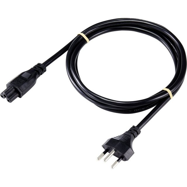 Bild von Sygonix Sygonix SY-5042688 Notebook Netzkabel Schwarz 1.80 m Elektro-Kabel, (180.00 cm)