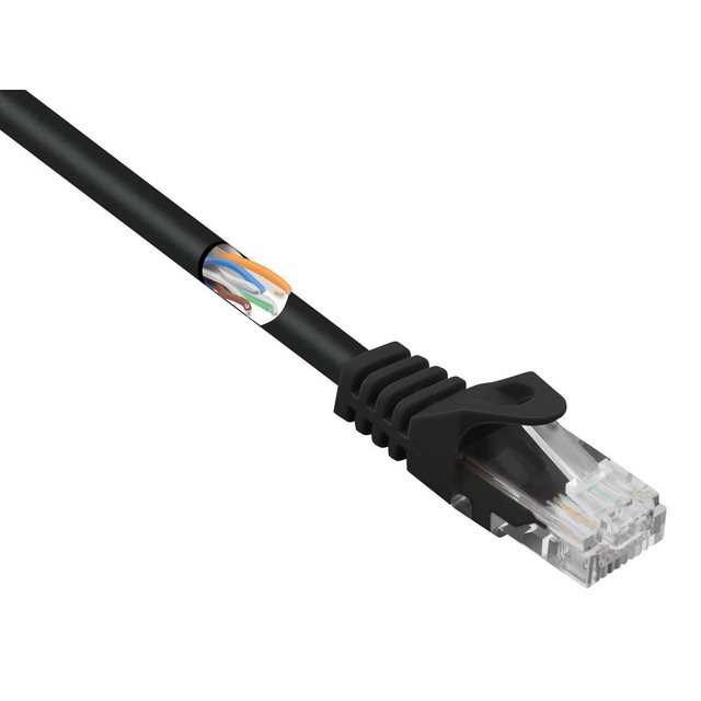 Bild von Renkforce RF-5044016 RJ45 Netzwerkkabel Patchkabel CAT 5 U/UTP 10.00 m Schwarz mit (U/UTP, CAT5e, 10 m), Netzwerkkabel