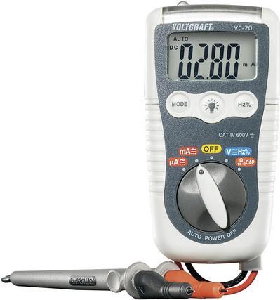 Bild von VOLTCRAFT VC-20 Hand-Multimeter kalibriert (ISO) digital Spritzwassergeschützt (IP54) CAT IV 600 V Anzeige (Counts): 4000 (VC-12720300)