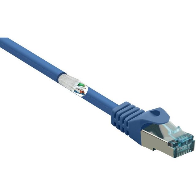 Bild von Renkforce RF-5233510 RJ45 Netzwerkkabel, Patchkabel CAT 6a S/FTP 30.00 m Blau mi (S/FTP, CAT6a, 30 m), Netzwerkkabel