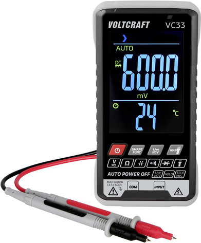 Bild von VOLTCRAFT Spannungsprüfer VOLTCRAFT VC33 Hand-Multimeter kalibriert (ISO) digital Anzeige (Cou, (VC33)