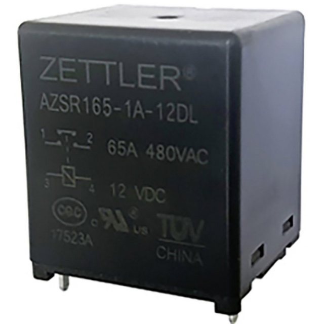 Bild von Zettler Electronics Zeitrelais Zettler Electronics AZSR165-1A-12DL Printrelais 12 V/DC 80 A 1 Schließ, (AZSR165-1A-12DL)