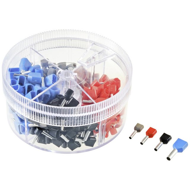 Bild von Tru Components TC-11599332 Aderendhülsen-Sortiment 0.75 mm², 2.5 mm² Vollisolier, Elektronikkabel + Stecker, Grau, Rot, Schwarz, Blau