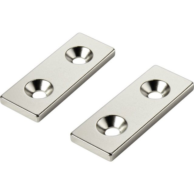Bild von TRU COMPONENTS W40L15T3-2M4 Permanent-Magnet Rechteckig (L x B x H) 40 x 15 x 3 mm N35 Grenztemperatur (max.): 80 °C