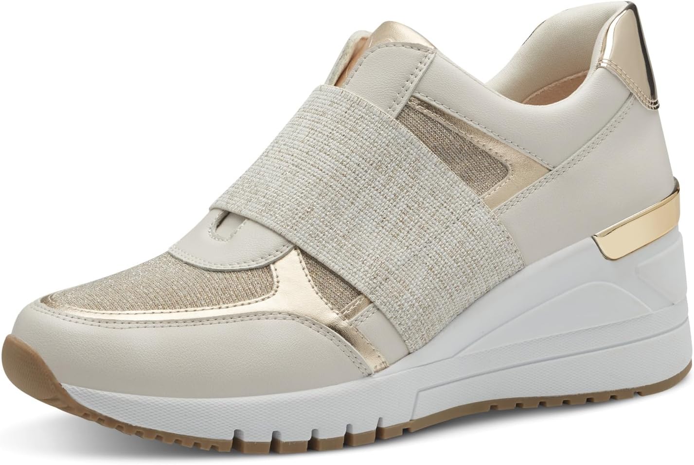 Bild von MARCO TOZZI Damen Wedge Sneaker Glitzer Vegan, Beige (Cream Comb), 40 EU