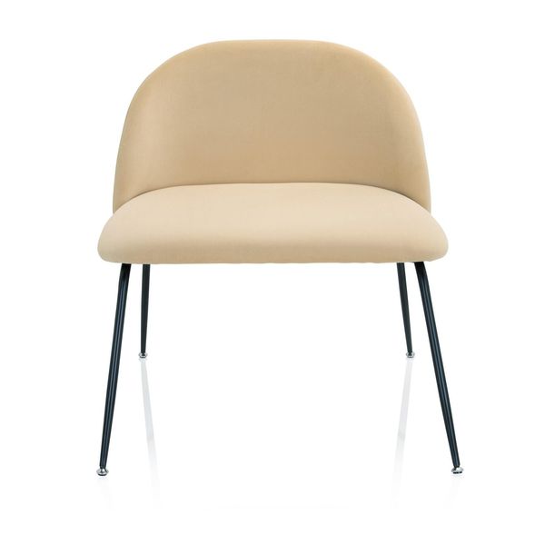 Bild von hjh OFFICE 645056 Samt Stuhl VELVO Beige Polsterstuhl Besucherstuhl Sessel mit Metallbeine, bequem gepolstert, modern