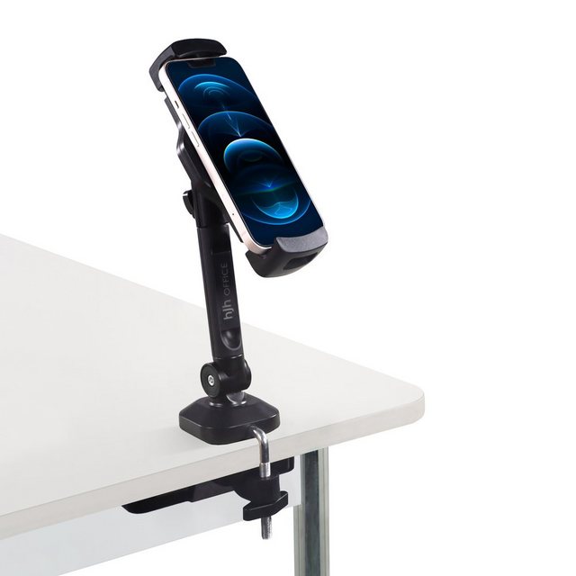 Bild von hjh OFFICE Handy und Tablet Halterung Tisch FLEXMOBI III Handyhalterung drehbar & neigbar, 4.7-12.9 Zoll, Aluminium Schwarz, 930001