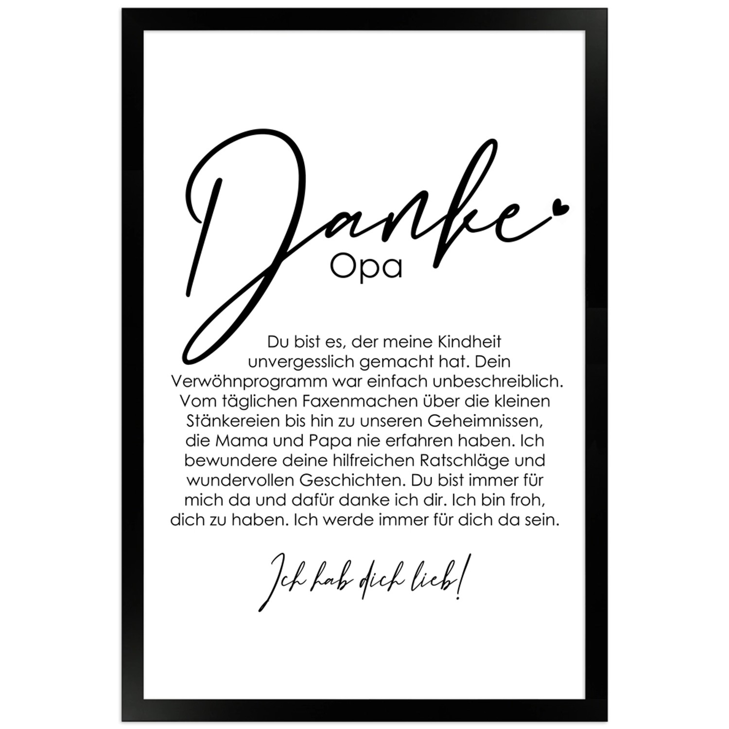 Bild von WANDStyle Gerahmtes Poster Danke Opa 30 x 45 cm Geschenkidee für Eine Person
