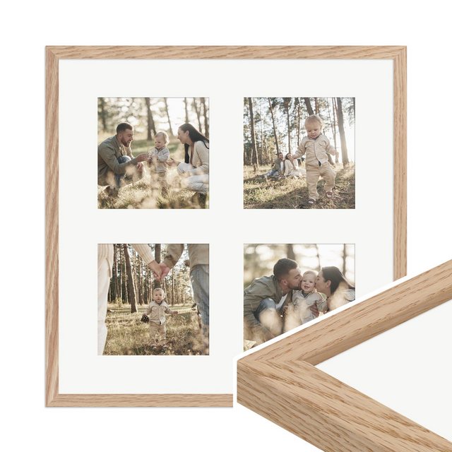 Bild von WANDStyle Galerierahmen G950 40x40 cm, für 4 Bilder, im Format 13x13 cm, aus Massivholz in der Farbe Eiche