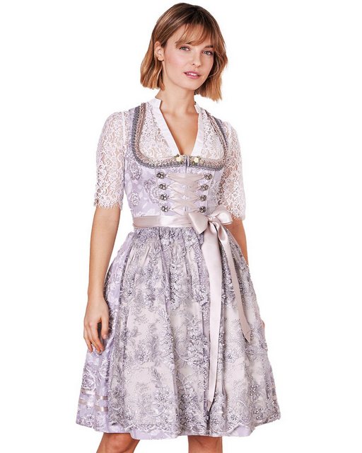 Bild von Krüger Madl Dirndl 'Lenore' mit Spitzenschürze 414866, Grau 60cm