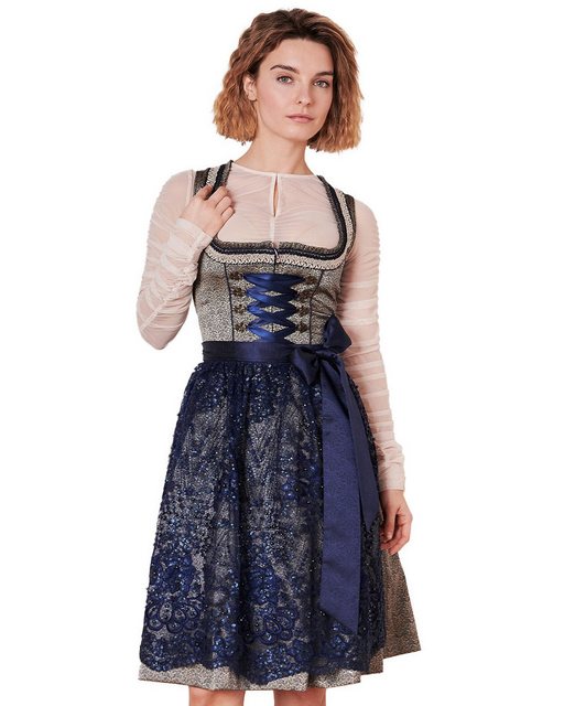 Bild von Krüger Madl Dirndl Dirndl 'Isi' mit Spitzenschürze 415367, Blau 60cm