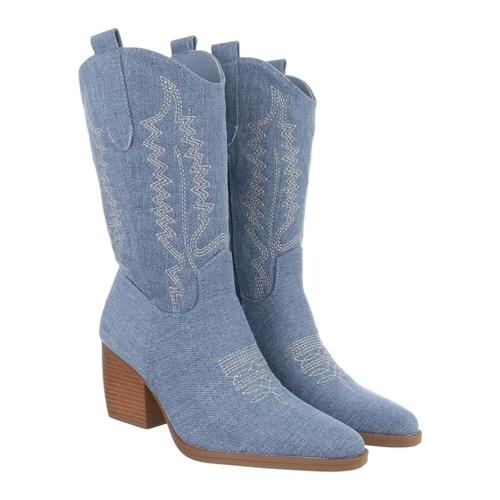 Bild von Ital-Design Damen Cowboyboots in Dunkelblau – Stilvolle Westernstiefel für jede Gelegenheit
