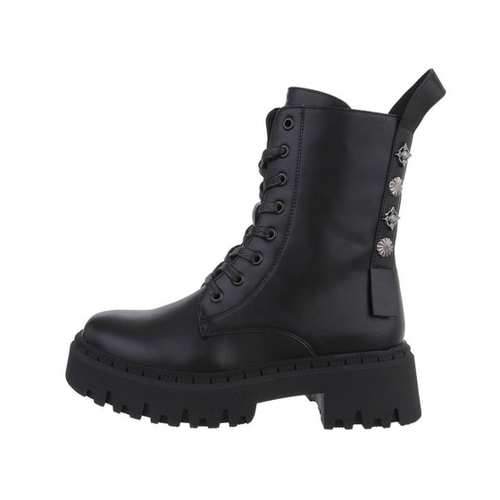 Bild von Ital-Design Damen Schnürschuhe - Blockabsatz Plateaustiefeletten in Schwarz