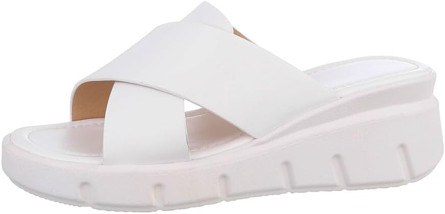 Bild von Ital-Design Damen Mules Freizeit Plateausandaletten (85698038) Keilabsatz/Wedge Keilsandaletten in Weiß