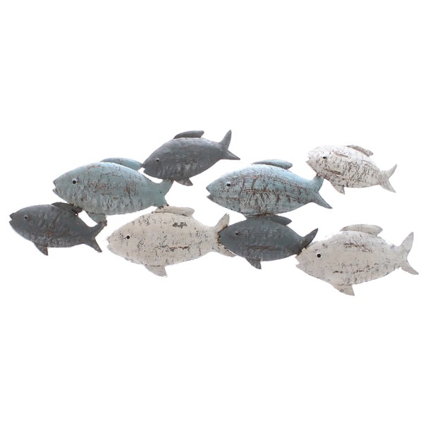 Bild von Maritimes Wandobjekt Fischschwarm in creme/blau klein ""