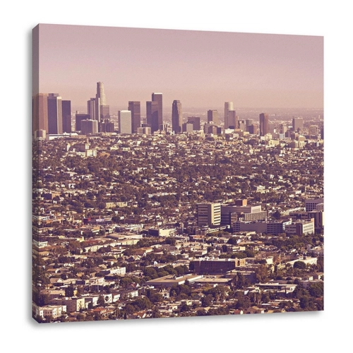 Bild von Pixxprint Leinwandbild Skyline von Los Angeles