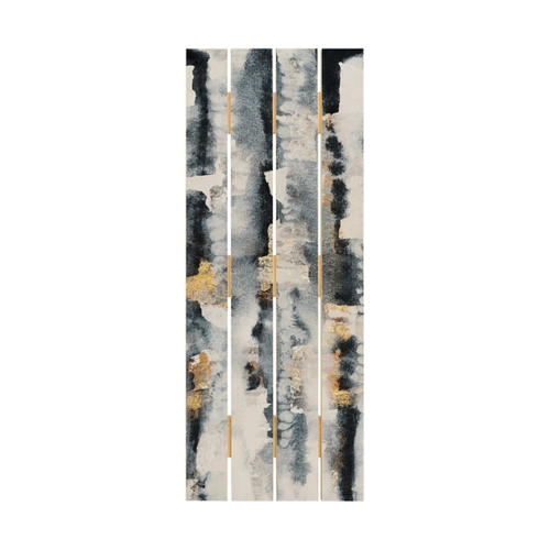 Bild von Holzbild Plankenoptik Abstraktes Aquarell mit Gold