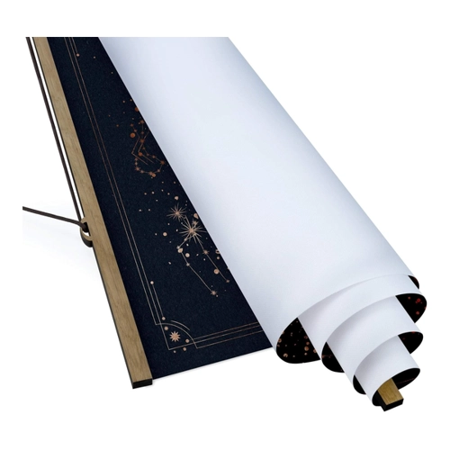 Bild von Stoffbild mit Posterleisten Astrologie Sonne Mond und Sterne Blau Gold