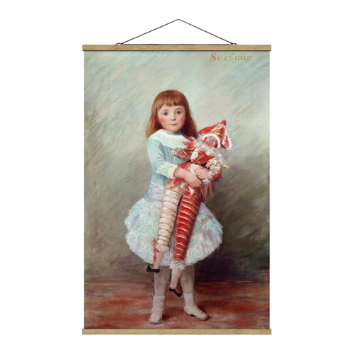 Bild von Stoffbild - Hochformat Auguste Renoir - Suzanne mit Harlekinpuppe