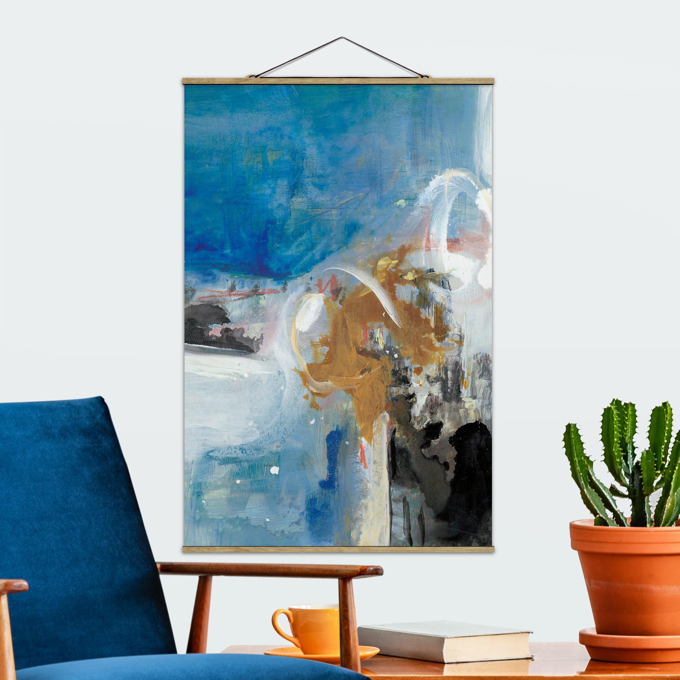 Bild von Stoffbild Posterleisten Wechselspiel Abstrakt II Hochformat 3:2 53.5x35cm Eiche