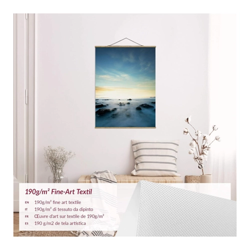 Bild von Stoffbild - Hochformat Sonnenuntergang über dem Ozean