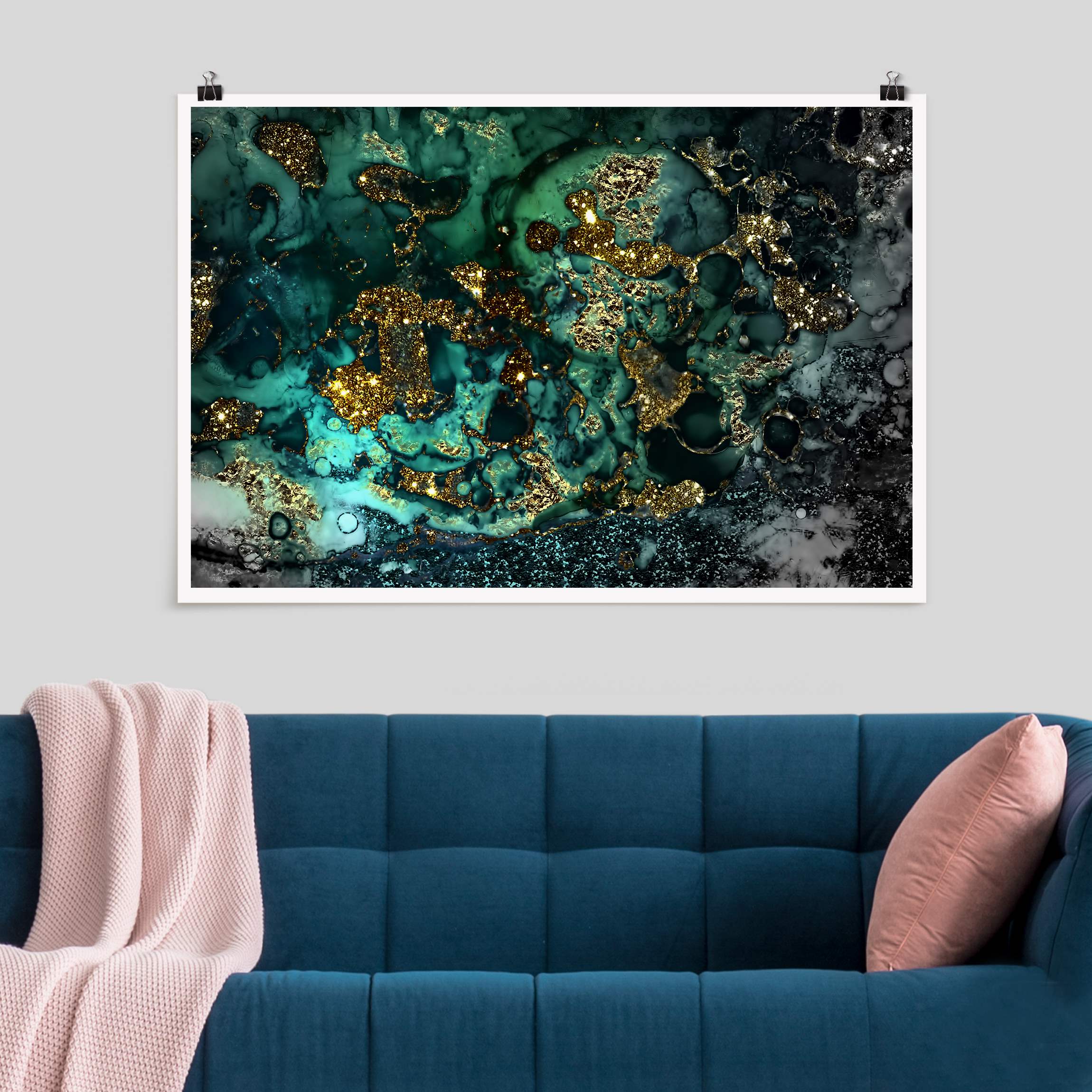 Bild von Poster Goldene Meeres-Inseln Abstrakt Querformat 2:3 Matt 20 x 30cm