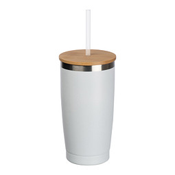 Bild von To Go Becher mit Trinkhalm , weiss