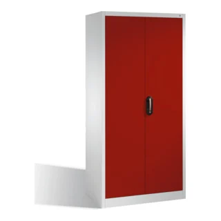 Bild von C+P Aktenschrank Acurado mit Drehtüren, 5 Ordnerhöhen, H1950xB930xT500mm Front Rubinrot Korpus Lichtgrau