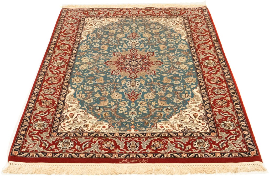 Bild von morgenland Teppich "Isfahan Teppich handgeknüpft blau", rechteckig, 7 mm Höhe, handgeknüpft