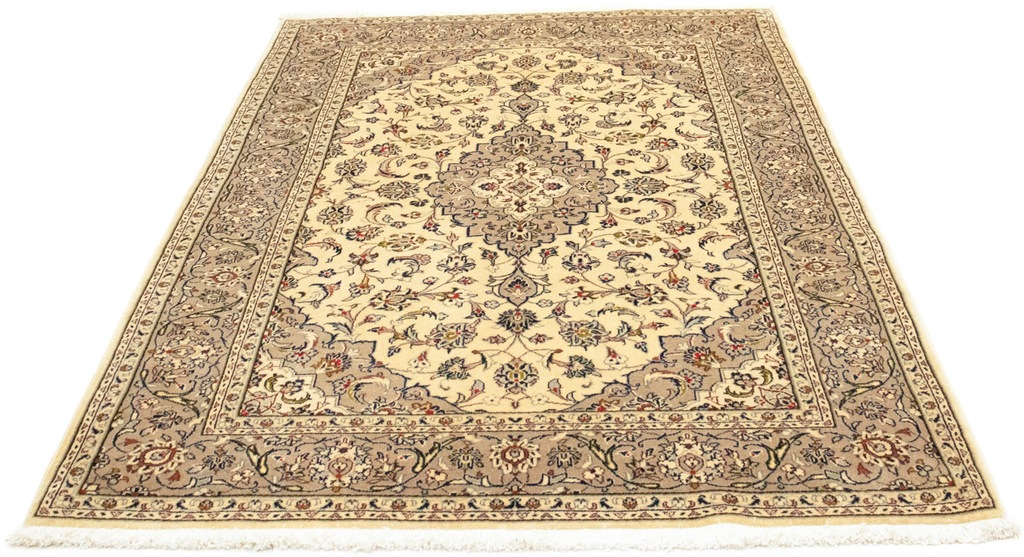 Bild von morgenland Wollteppich "Keshan Teppich handgeknüpft beige", rechteckig, 8 mm Höhe