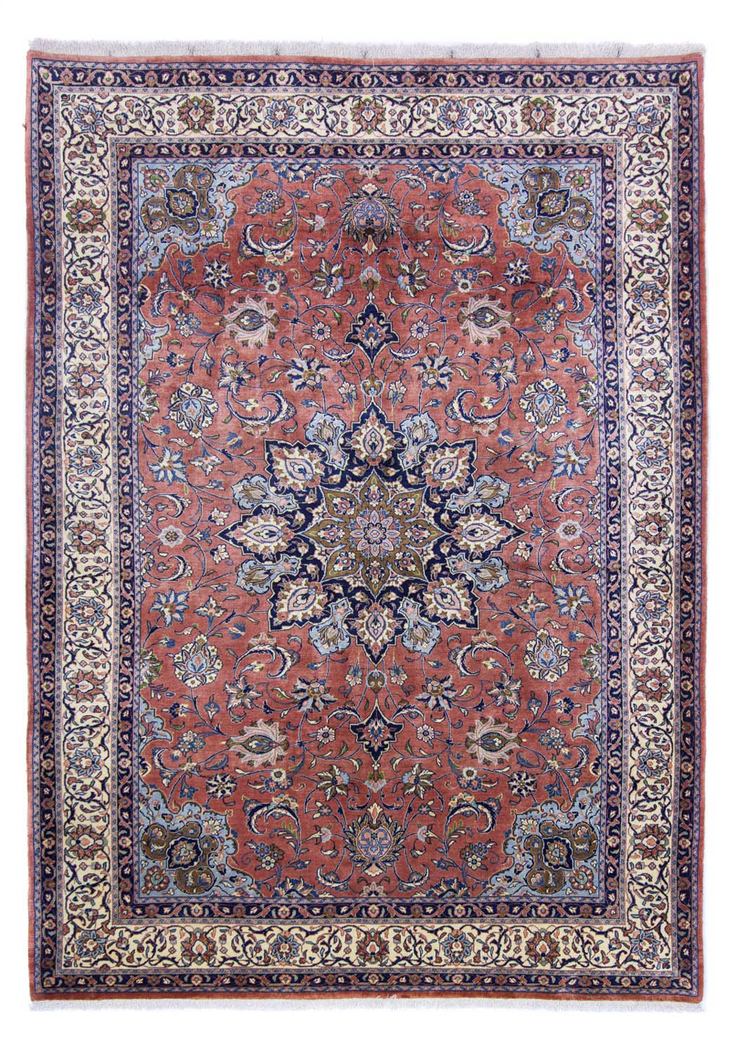 Bild von morgenland Wollteppich »Sarough Medaillon Rosso chiaro 300 x 218 cm«, rechteckig, 10 mm Höhe, Unikat mit Zertifikat