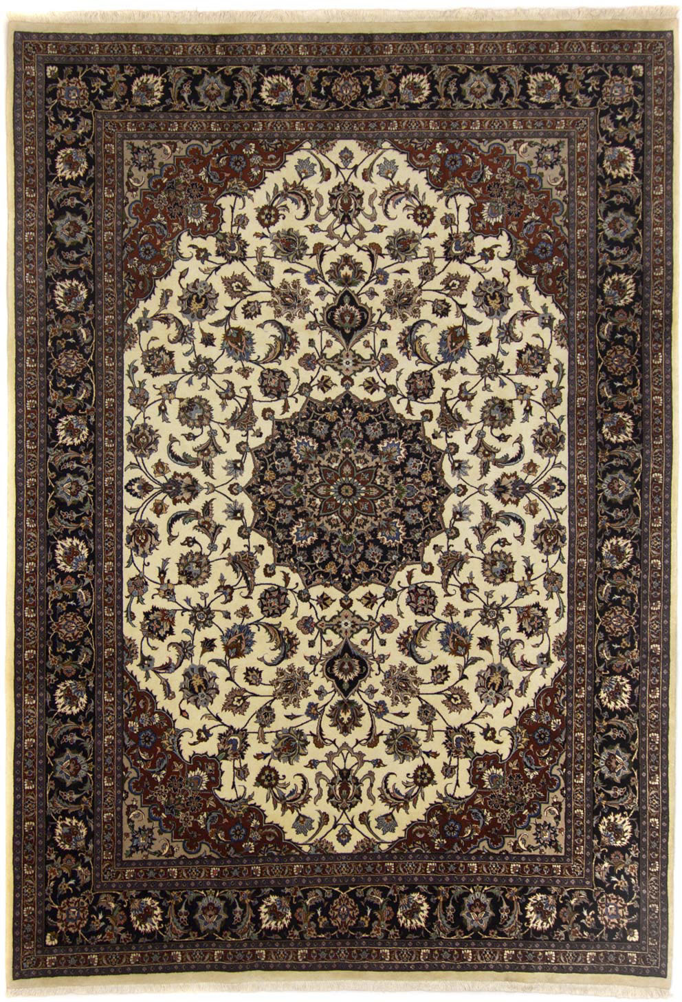Bild von morgenland Wollteppich »Maschad Medaillon Beige chiaro 360 x 248 cm«, rechteckig, 10 mm Höhe, Unikat mit Zertifikat