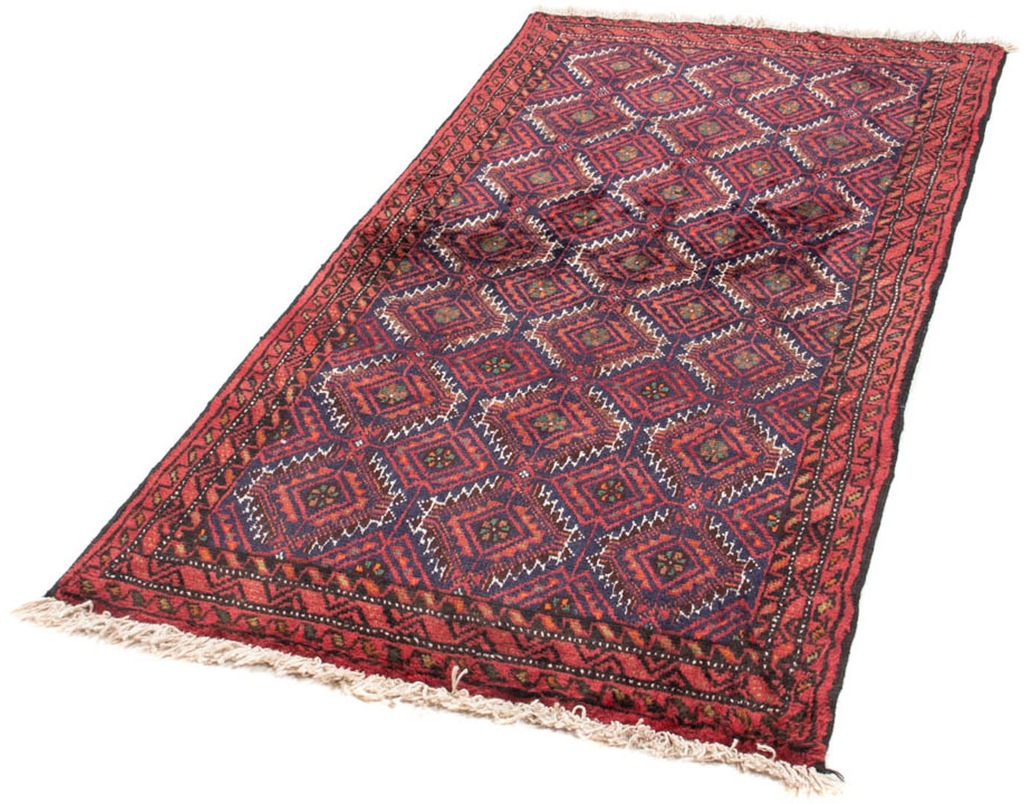 Bild von morgenland Hochflor-Läufer "Belutsch Durchgemustert Rosso 176 x 89 cm", rechteckig, 8 mm Höhe, Handgeknüpft