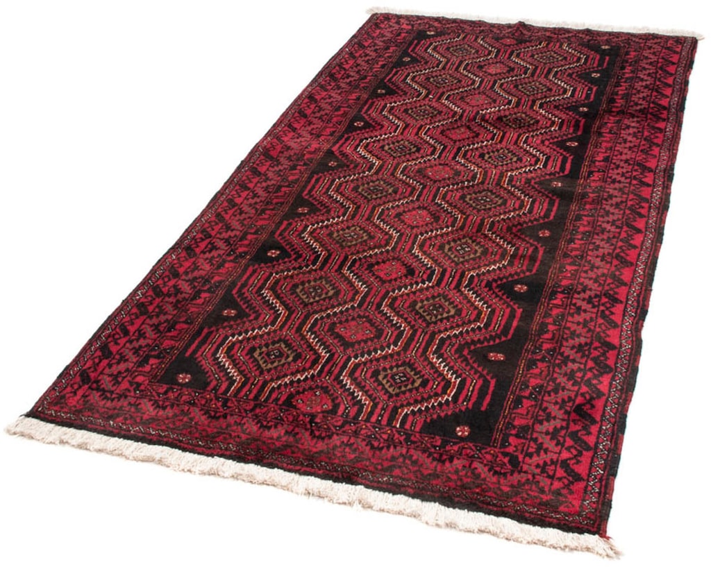 Bild von morgenland Hochflor-Läufer "Belutsch Durchgemustert Rosso 180 x 96 cm", rechteckig, 8 mm Höhe, Handgeknüpft
