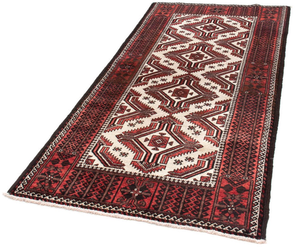 Bild von morgenland Hochflor-Läufer "Belutsch Medaillon Rosso 218 x 103 cm", rechteckig, 8 mm Höhe, Handgeknüpft