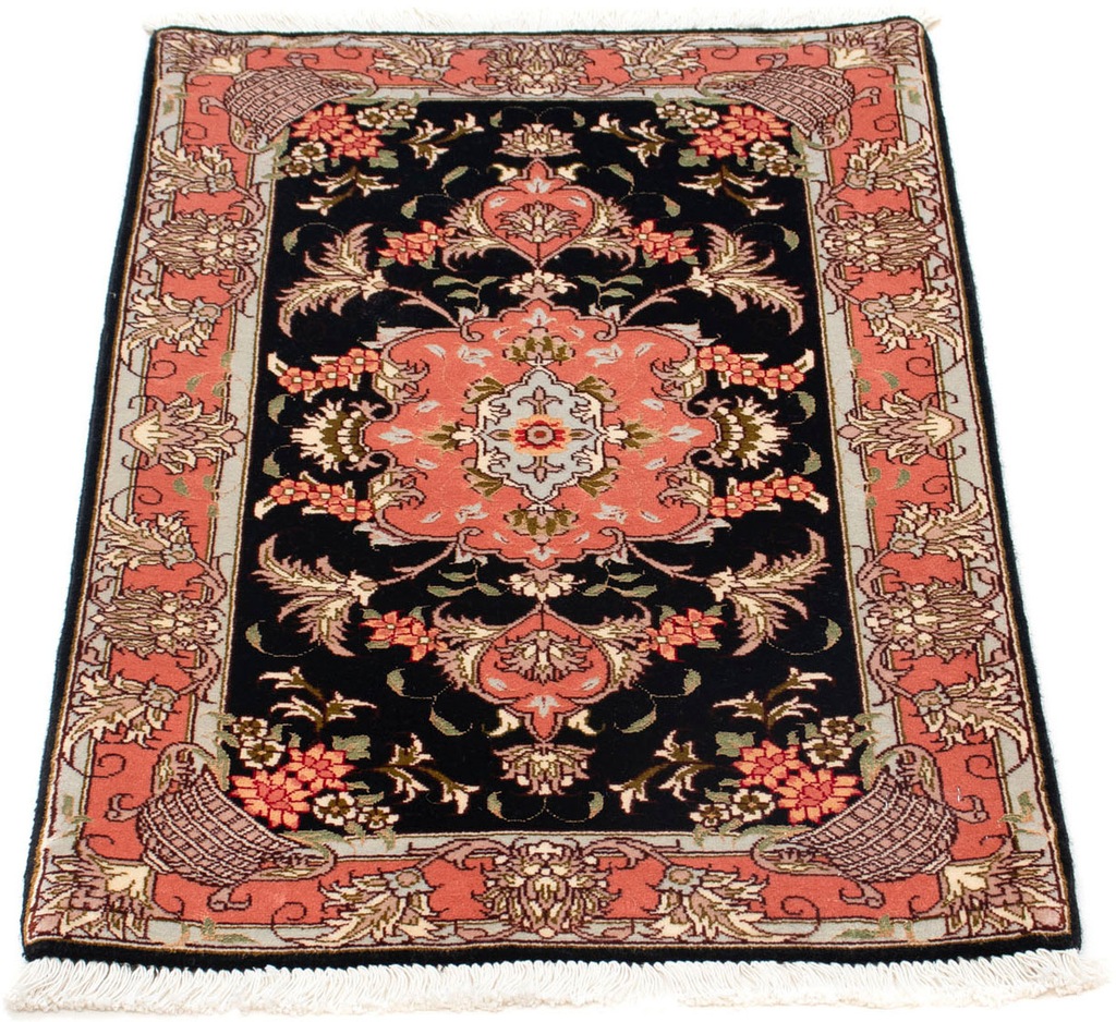 Bild von morgenland Wollteppich "Täbriz - 50 Raj Medaillon Blu scuro 90 x 60 cm", rechteckig, 8 mm Höhe, Handgeknüpft