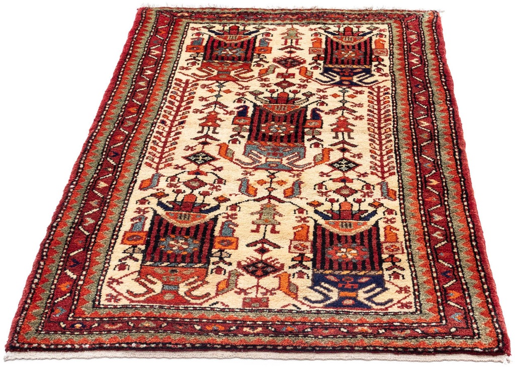 Bild von morgenland Wollteppich "Touiserkan Medaillon Rosso 128 x 88 cm", rechteckig, 10 mm Höhe, Handgeknüpft