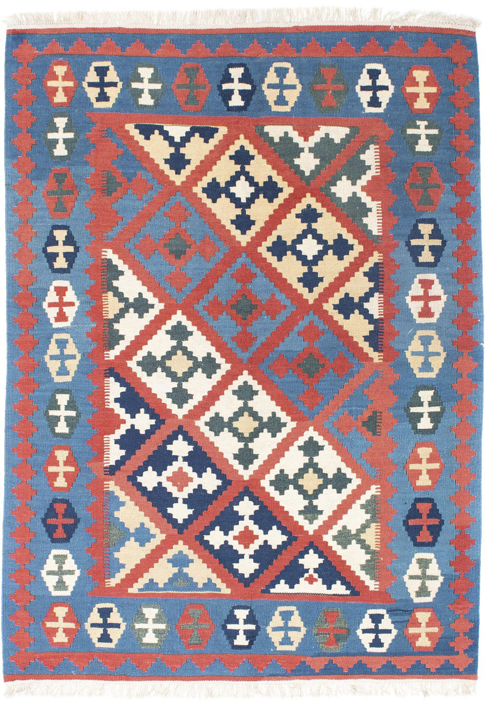 Bild von morgenland Wollteppich "Kelim Fars Durchgemustert Rosso 173 x 125 cm", rechteckig, 4 mm Höhe, OrientOptik