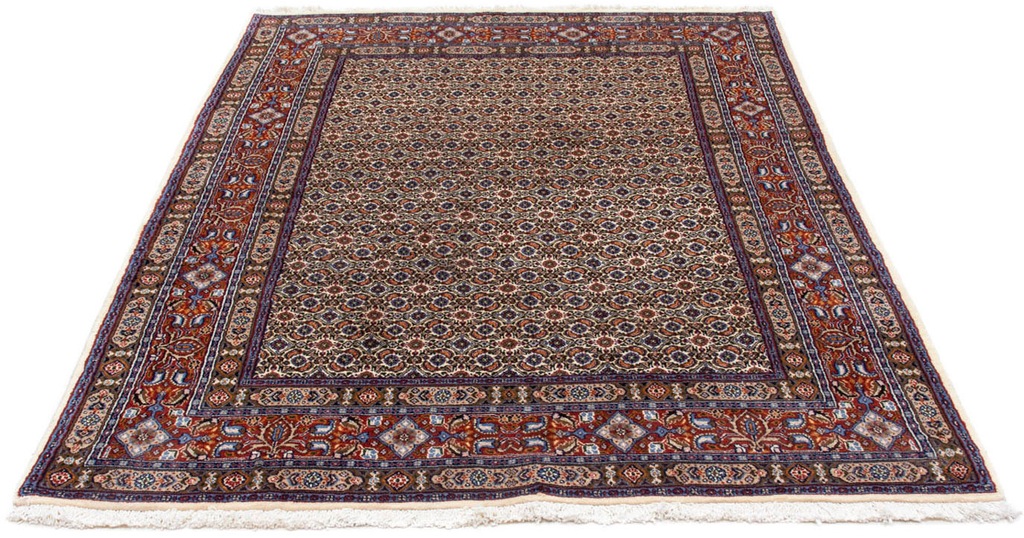 Bild von morgenland Wollteppich "Moud Medaillon Beige 190 x 148 cm", rechteckig, 10 mm Höhe, Unikat mit Zertifikat