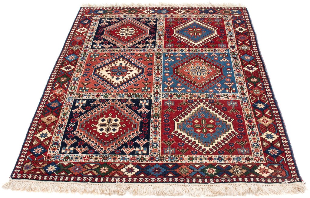 Bild von morgenland Wollteppich "Yalameh Felder Rosso 148 x 100 cm", rechteckig, 10 mm Höhe, Handgeknüpft