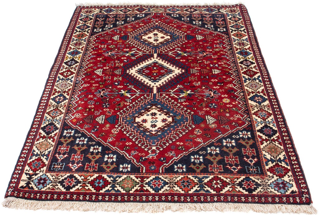Bild von morgenland Wollteppich "Yalameh Felder Blu 136 x 100 cm", rechteckig, 10 mm Höhe, Handgeknüpft